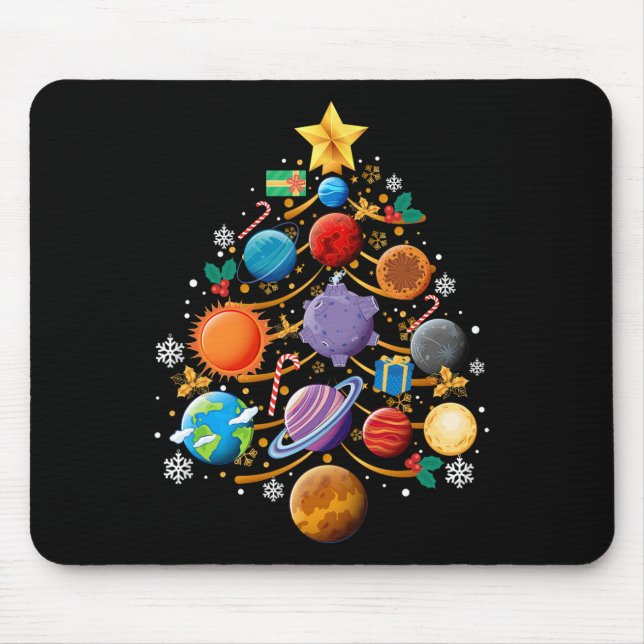Sonnensystem Planets Christmas Tree Astronomie Xma Mousepad (Vorne)