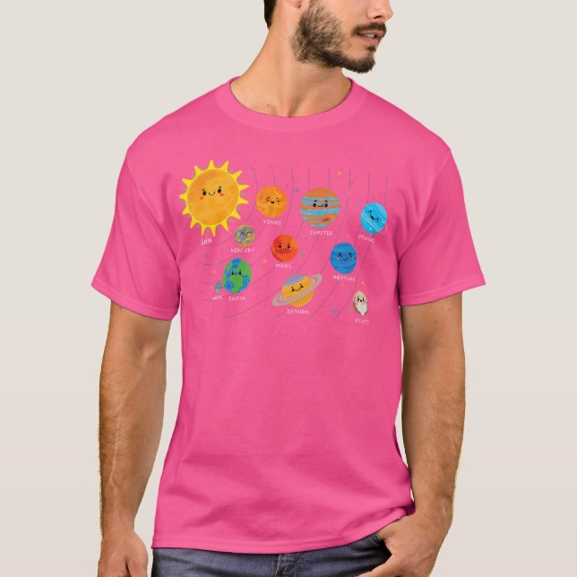 Sonnensystem Planets Sun Astronaut Science Astrona T-Shirt (Vorderseite)