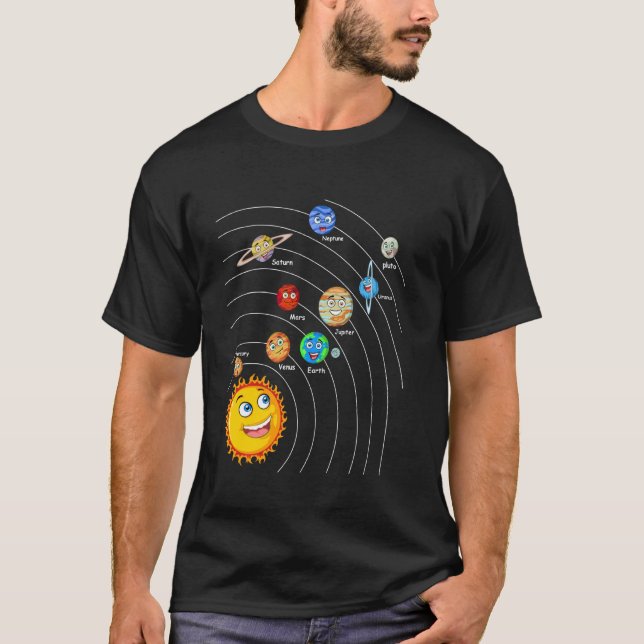 Sonnensystem Raumplaner für Dampfkids-Jungs-Mädche T-Shirt (Vorderseite)