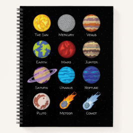 Sonnensystem, zeichnend Cartoon der Planeten Noteb Notizbuch
