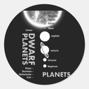 Sonnensystem - Zwergplaneten - Geschenk für Shirt Runder Aufkleber