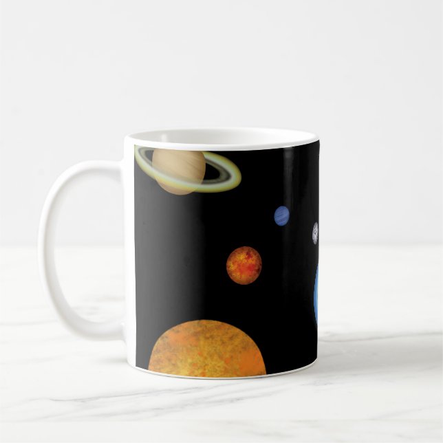 Sonnensysteme im tiefen dunklen Raum Kaffeetasse (Links)