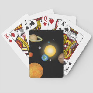 Sonnensysteme im tiefen dunklen Raum Spielkarten