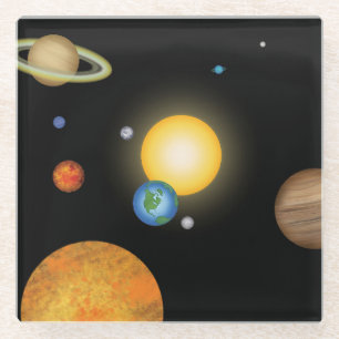 Sonnensysteme Planeten im tiefen dunklen Raum, kos Glasuntersetzer