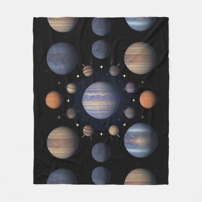 Sonnensysteme Planeten im Weltraum Fleecedecke (Vorderseite)