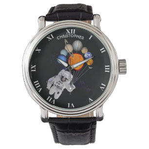 Sonnensystemsun-Planeten-Astronauten-Milchstraße Armbanduhr