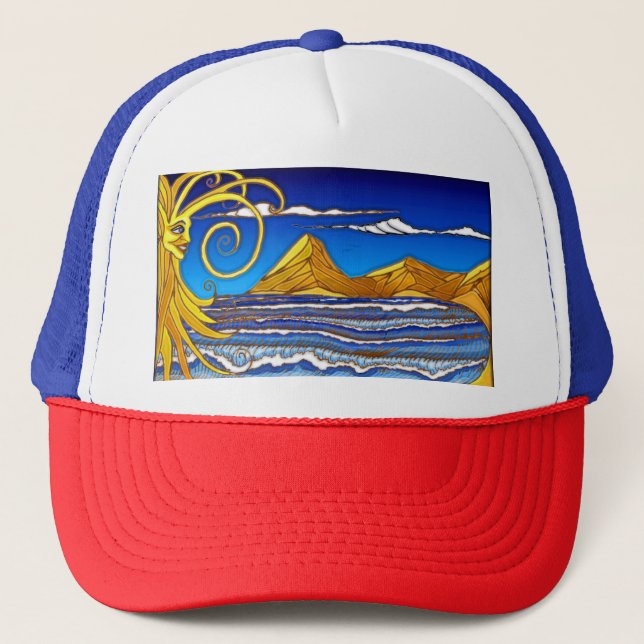 Sonnentag am Strand Aquarellmalerei Truckerkappe (Vorderseite)