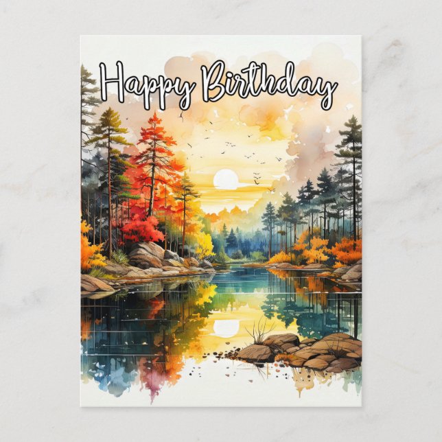 Sonnentag am Teich | Happy Birthday Postkarte (Vorderseite)