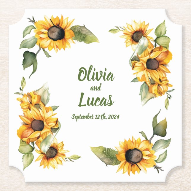 Sonnentag Herbsttag: Personalisierter Hochzeitstag Untersetzer (Vorderseite)