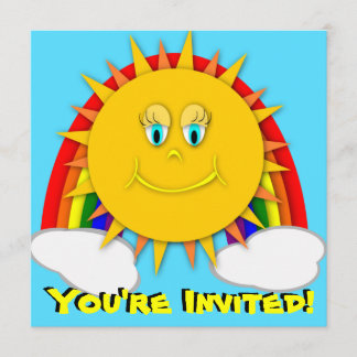 Sonnentag Regenbogen Geburtstagsparty Einladung