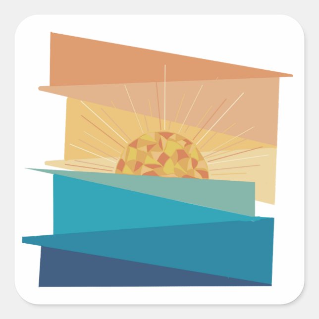 Sonnentage Quadratischer Aufkleber (Vorderseite)