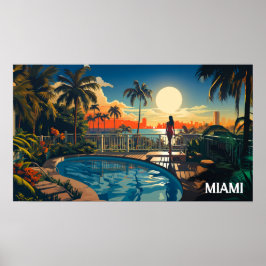 Sonnenterrasse mit Blick auf Miami Beach Poster
