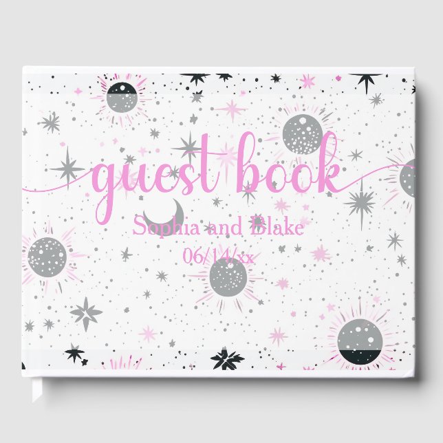 Sonnentouren mit schwarzem und rosa Himmel Gästebuch (Vorderseite)