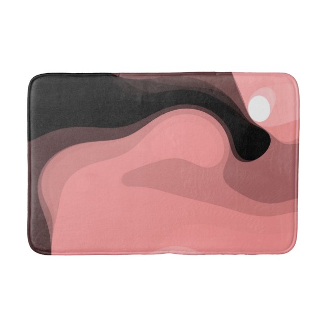 Sonnenuntergang: Abstrakt rosa, schwarz und weiß Badematte (Vorderseite)