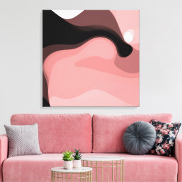 Sonnenuntergang: Abstrakt rosa, schwarz und weiß Leinwanddruck