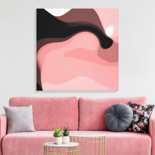 Sonnenuntergang: Abstrakt rosa, schwarz und weiß Leinwanddruck