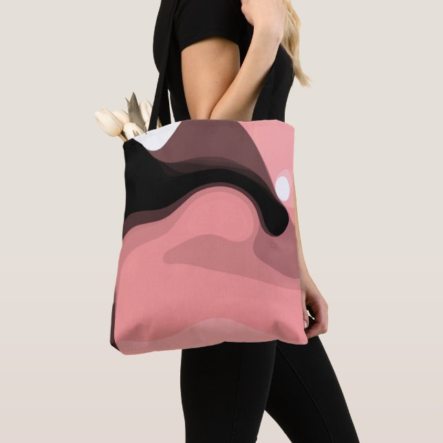 Sonnenuntergang: Abstrakt rosa, schwarz und weiß Tasche (Von Nahem)