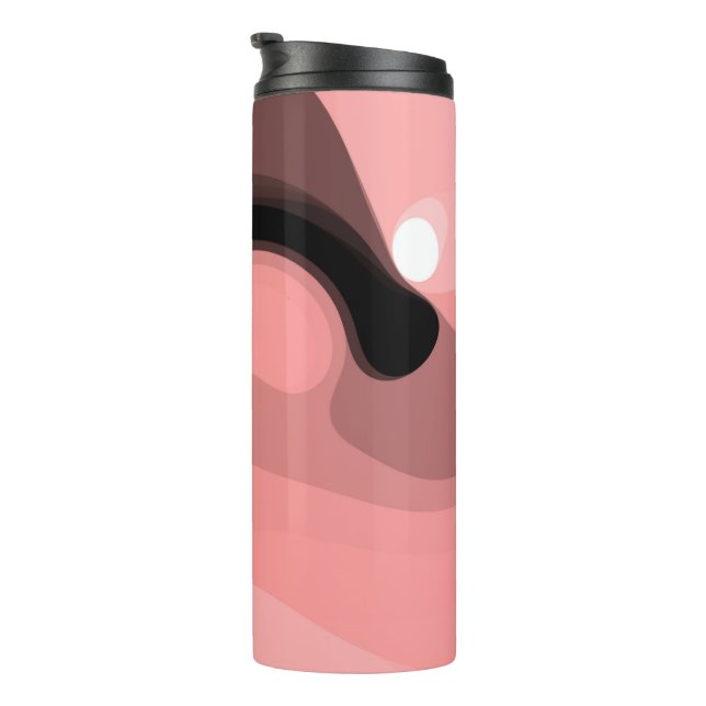 Sonnenuntergang: Abstrakt rosa, schwarz und weiß Thermosbecher (Nach rechts gedreht)