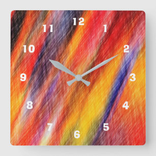 Sonnenuntergang Abstrakte Farben Phantastische Rot Quadratische Wanduhr