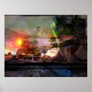 Sonnenuntergang - abstrakter Druck Poster