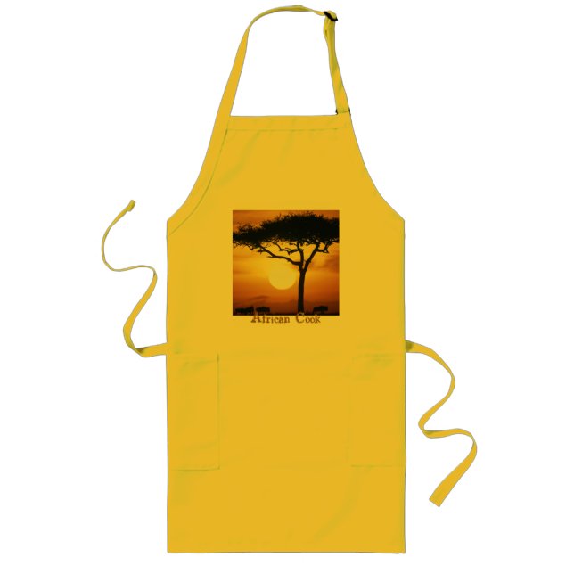 Sonnenuntergang-afrikanischer Koch Lange Schürze (Vorne)