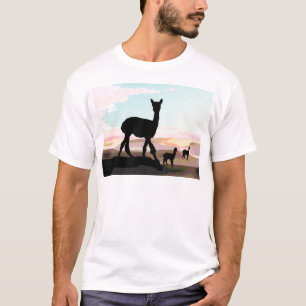 Sonnenuntergang-Alpakas T-Shirt