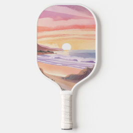 Sonnenuntergang am Blush-Meer | Wasserfarbenmalere Pickleball Schläger