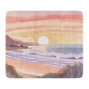 Sonnenuntergang am Blush-Meer Wasserfarbenmalere Schneidebrett