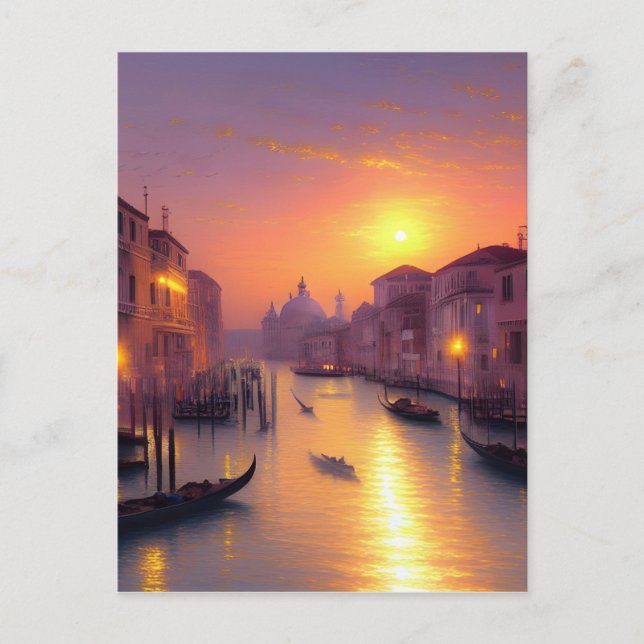 Sonnenuntergang am Canale Grande Digitale Kunst Postkarte (Vorderseite)