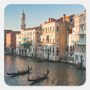 Sonnenuntergang am Canale Grande Venedig Italien Quadratischer Aufkleber