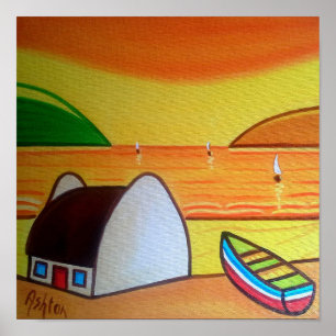 Sonnenuntergang am Cottage Poster