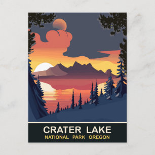 Sonnenuntergang am Crater Lake, Oregon, Reise Postkarte