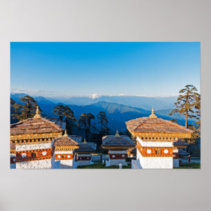 Sonnenuntergang am Dochula-Pass - Bhutan, Himalaja Poster