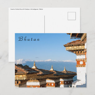 Sonnenuntergang am Dochula-Pass - Bhutan, Himalaja Postkarte
