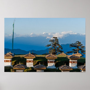 Sonnenuntergang am Dochula-Pass - Bhutan, Himalaya Poster