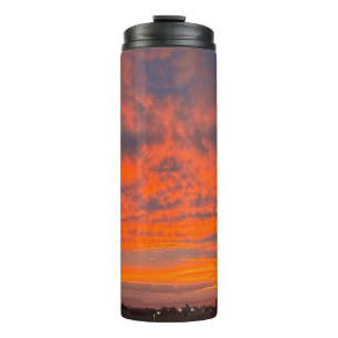 Sonnenuntergang am Feuer Thermosbecher