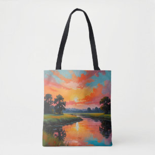 Sonnenuntergang am Fluss Tasche