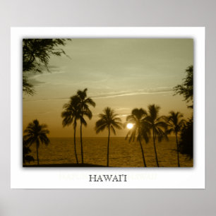 Sonnenuntergang am Hapuna-Strand, Hawaii Poster