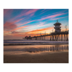 Sonnenuntergang am Huntington Beach Pier in Kalifo Fotodruck