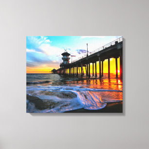 Sonnenuntergang am Huntington Beach Pier Leinwanddruck