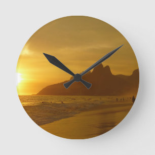 Sonnenuntergang am Ipanema-Strand Brasilien Runde Wanduhr