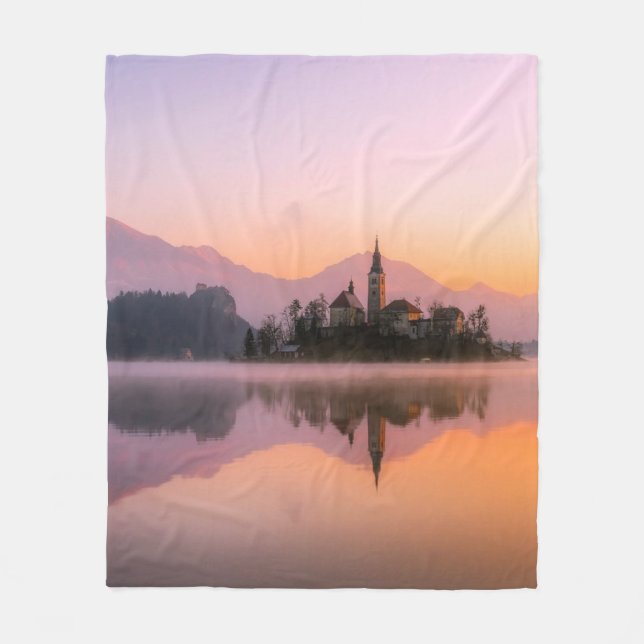 Sonnenuntergang am Kirchensee Fleecedecke (Vorderseite)