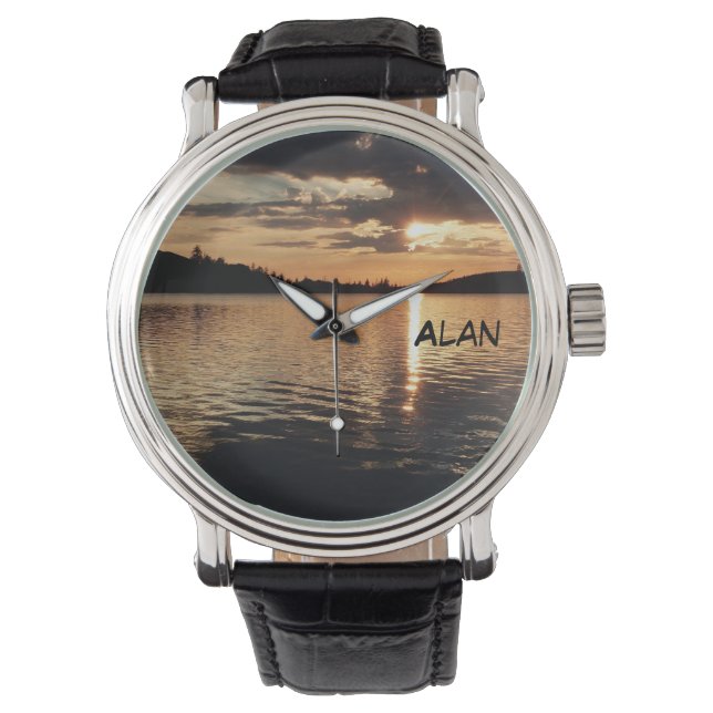 Sonnenuntergang am Lake Wrist Watch Armbanduhr (Vorderseite)