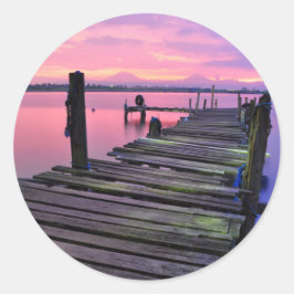 Sonnenuntergang am Meer Runder Aufkleber