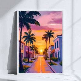 Sonnenuntergang am Miami Beach | Ozean Florida Aqu Poster