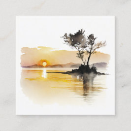 Sonnenuntergang am Minimalistischen See Quadratische Visitenkarte