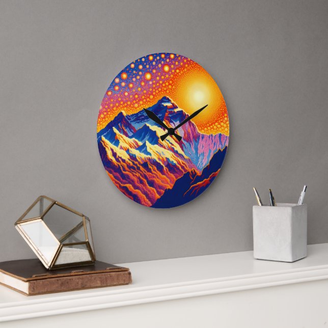 Sonnenuntergang am Mount Everest Große Wanduhr (Büro)