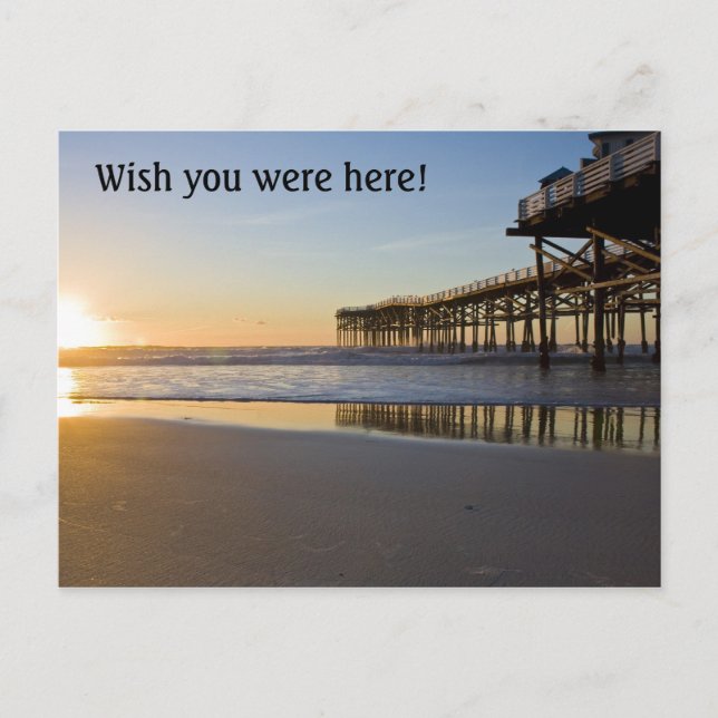Sonnenuntergang am Ocean Pier Postkarte (Vorderseite)