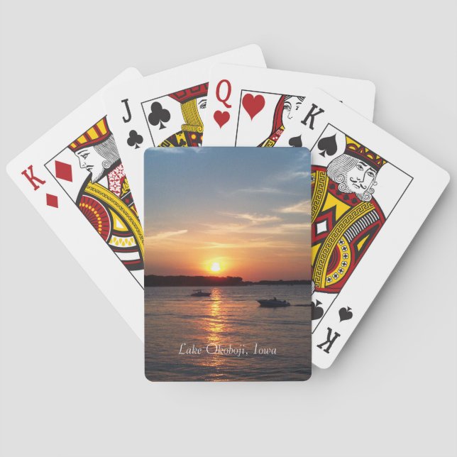Sonnenuntergang am Okoboji-See, Iowa Fahrrad spiel Spielkarten (Rückseite)