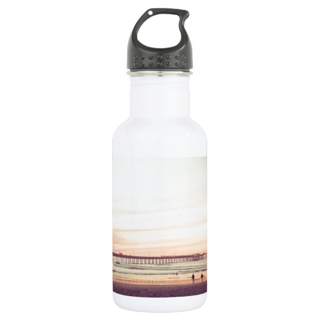 Sonnenuntergang am Ozean-Strand, Kalifornien Edelstahlflasche (Vorderseite)